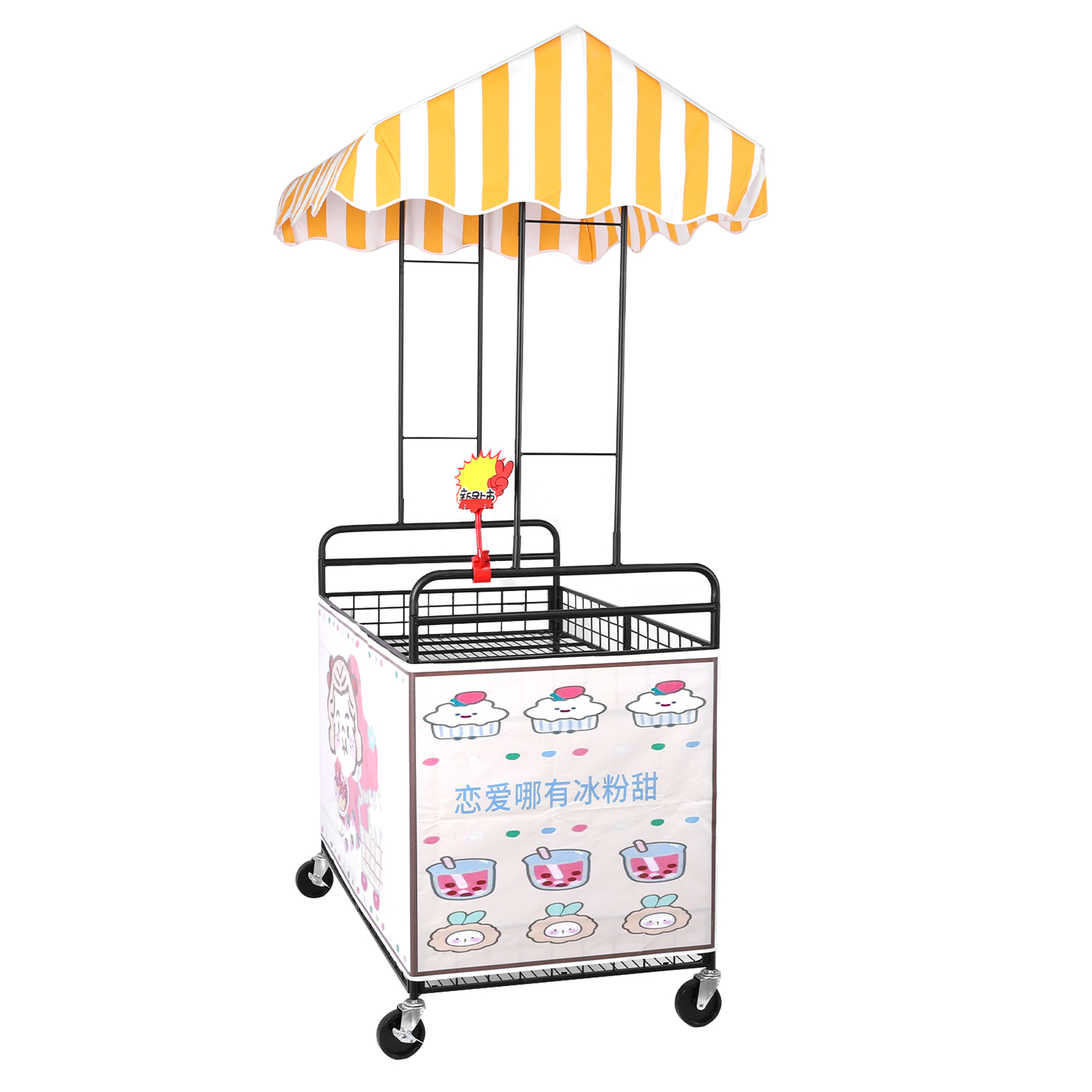 Street Food Snacks - Movable Stall Display Stand with Canopy