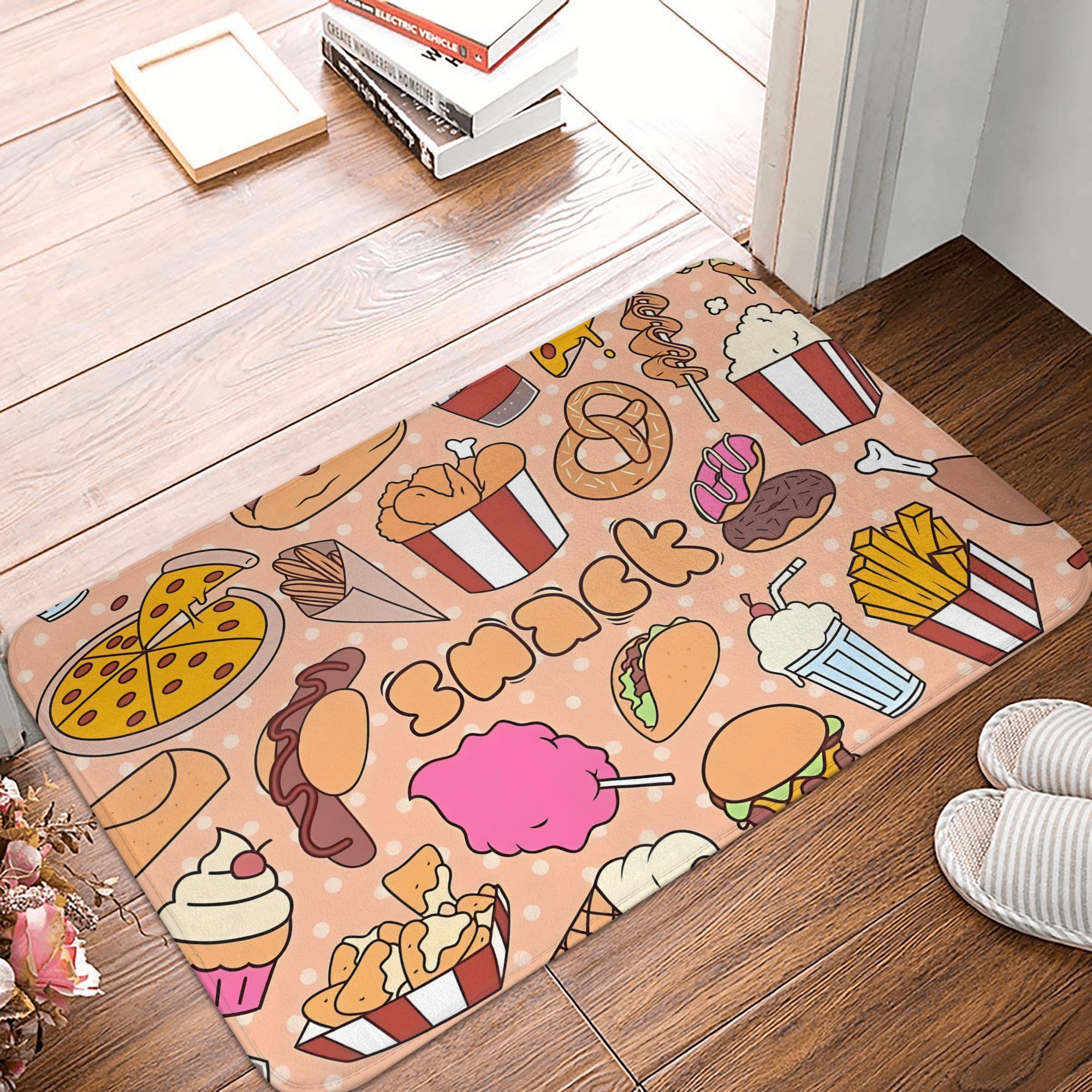 Cartoon Snack Food Doormat Kaw - Food Snacks Background recensie en prijs