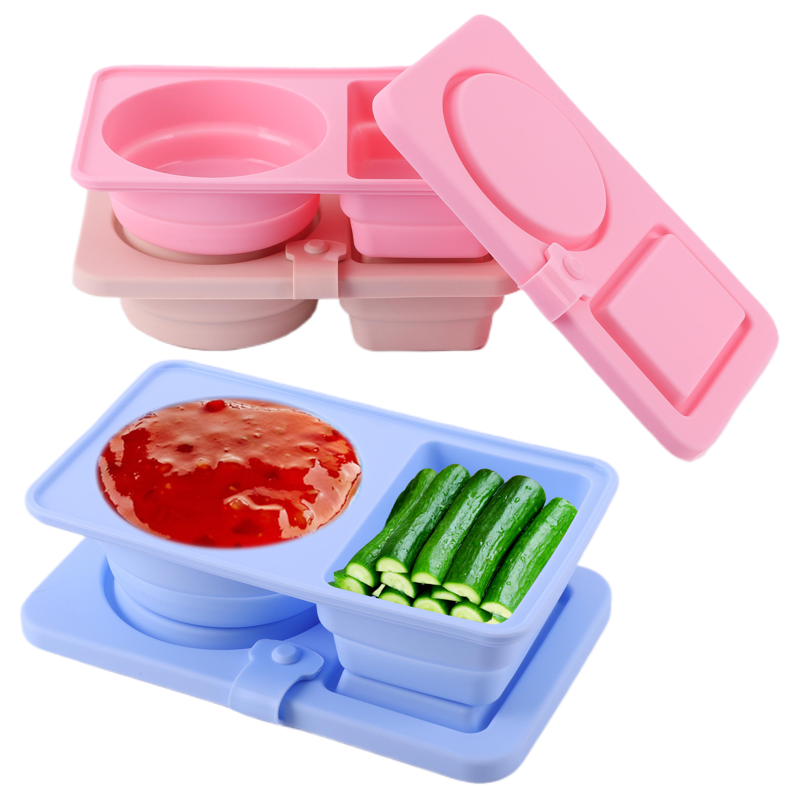 3Pcs 2 Compartment Silicone Sn - Food Snacks For Camping recensie en prijs