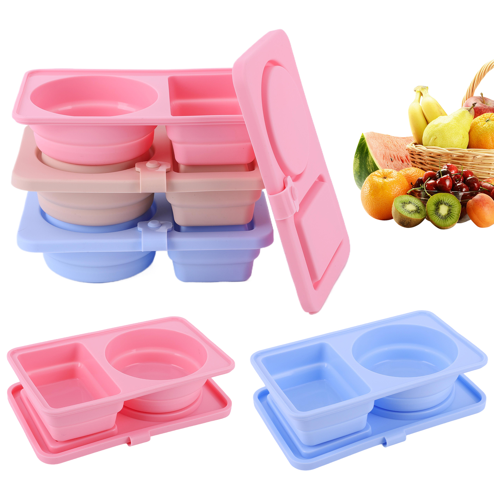 3Pcs 2 Compartment Silicone Sn - Food Snacks For Camping recensie en prijs