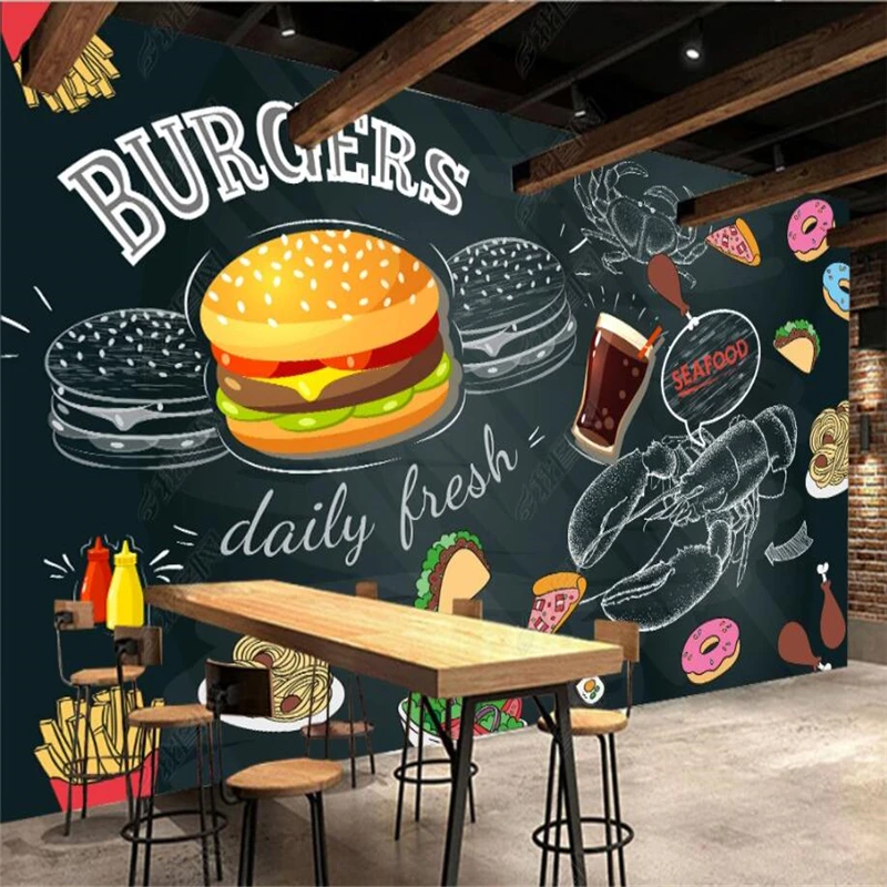 Blackboard Hand Painted Burger - Food Snacks Background recensie en prijs